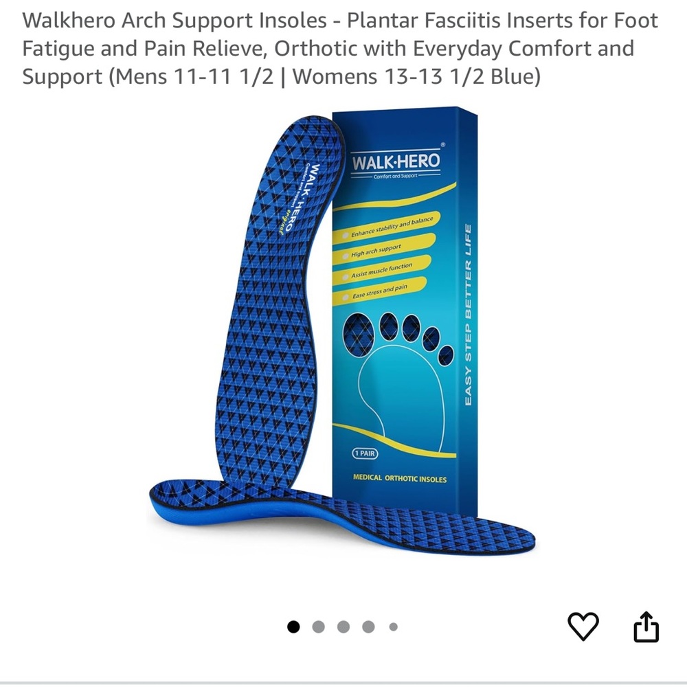 Walk Hero Medical Orthotic Insoles NIB~